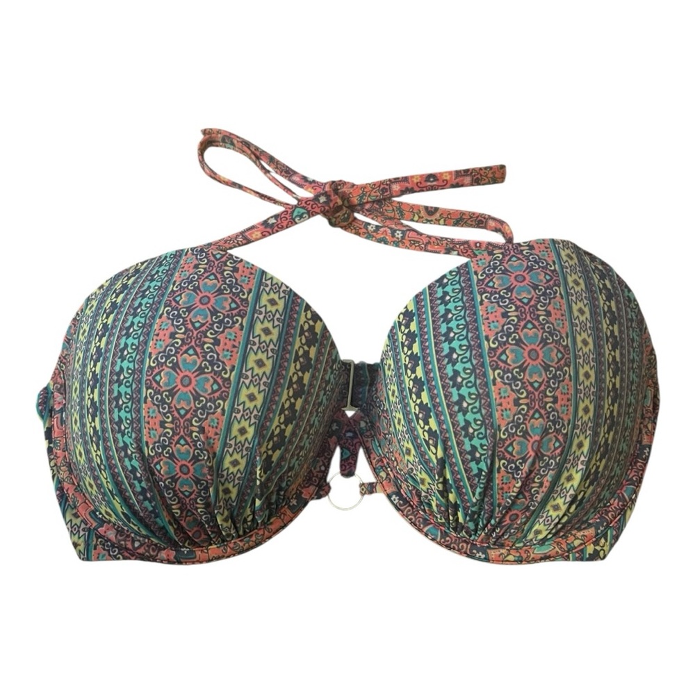 Multicolor Patterned Bikini Top. Molded cups. NWOT